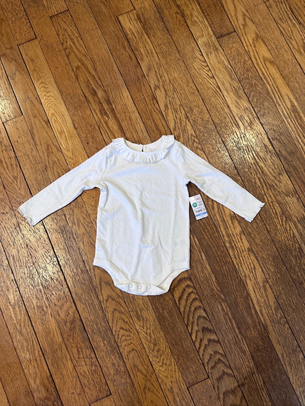 Long Sleeve White Ruffle Collar Baby Bodysuit